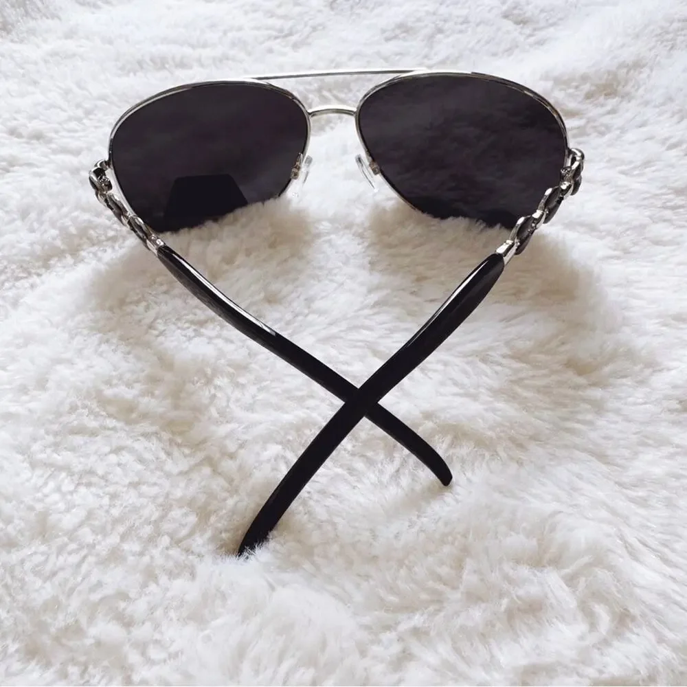 Brock Black Sleek Aviator Sunglasses